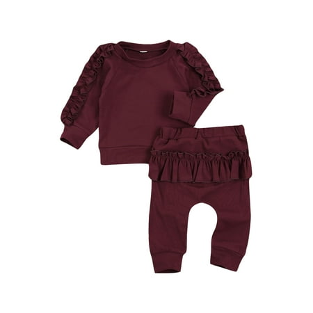 

Gupgi Newborn Baby Boy Girl Ruffles Sweatshirt Pants Long Sleeve Clothes