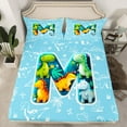 thumbnail image 2 of Feelyou Initial M Letter Queen Sheet Sets, Kawaii Dinosaur Flat Sheet, Teen Boy Girl Kid Queen Fitted Sheet, Super Cozy Room Decor, 4-Piece, 2 of 7