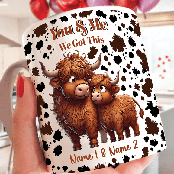 Lotusprinthandmade Personalized Couple Cow You And Me We Got This White Ceramic Mug (11oz) (Made In US), Romantic Valentine Gift Mug