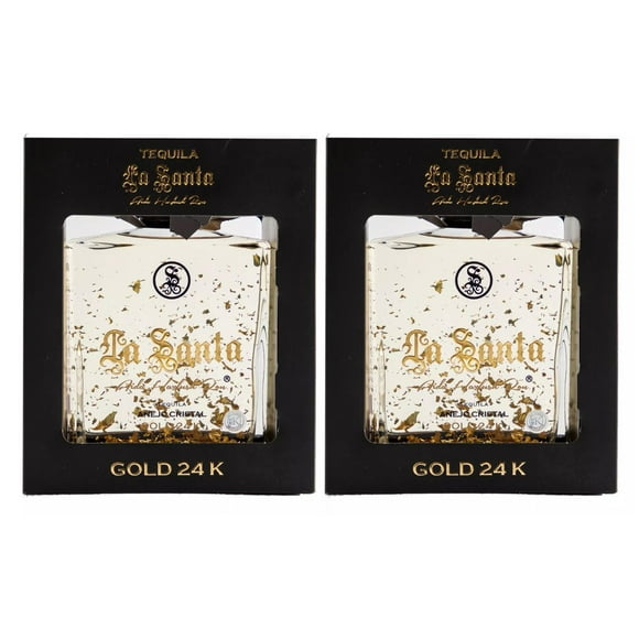 Duo Pack Tequila La Santa Añejo Cristalino Gold 24k 750 Ml Tequila Añejo