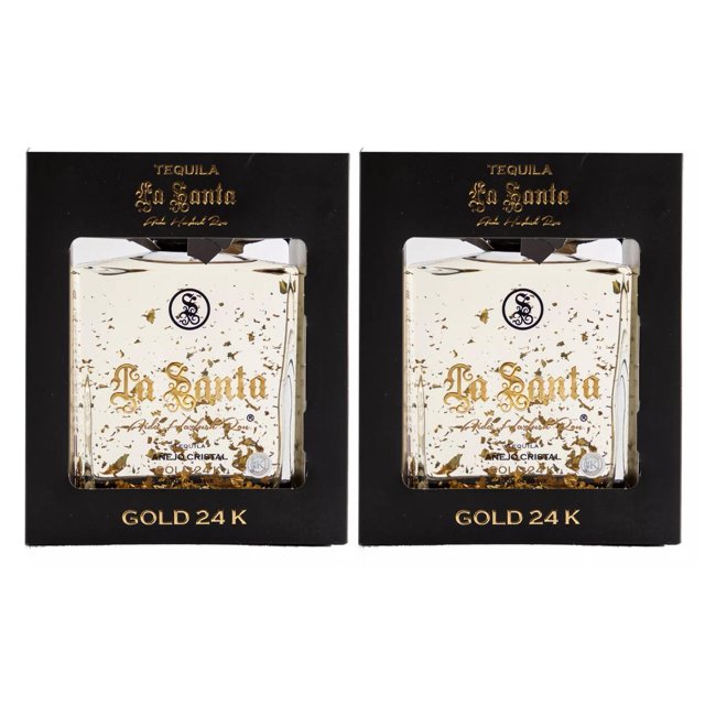 Duo Pack Tequila La Santa Añejo Cristalino Gold 24k 750 Ml Tequila Añejo