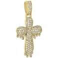 thumbnail image 2 of 10K Yellow Gold Mens Diamond 3D Dome Drip Cross Pendant 1.70" Pave Charm 1.70 CT, 2 of 5