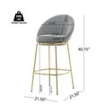 thumbnail image 3 of Christopher Knight Home Luxury Gray Upholstered Barstools, Gold Metal Frame, Set of 2, 3 of 8