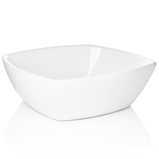 Miligoré 16" x 16" Flared Square White Ceramic Vessel Sink - Modern Above Counter Bathroom Vanity Bowl