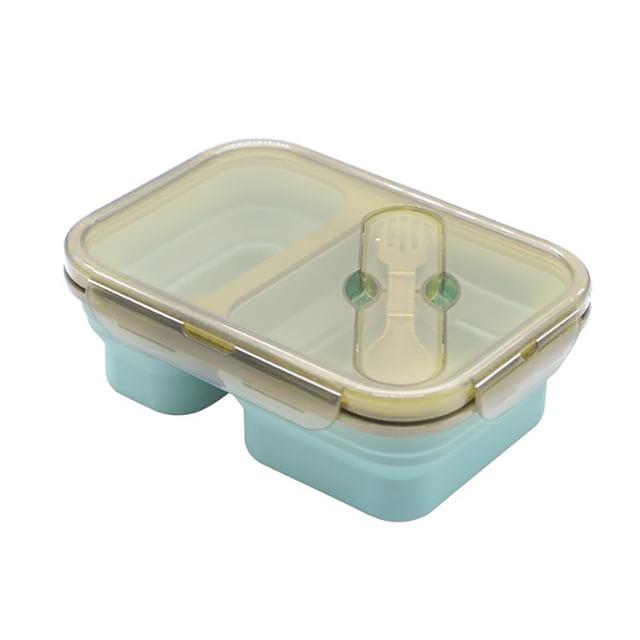 Lunchbox Silicone Collapsible Lunchbox 2 Compartments Large Bento Box Microwave Dishwasher Freezer Lunchbox
