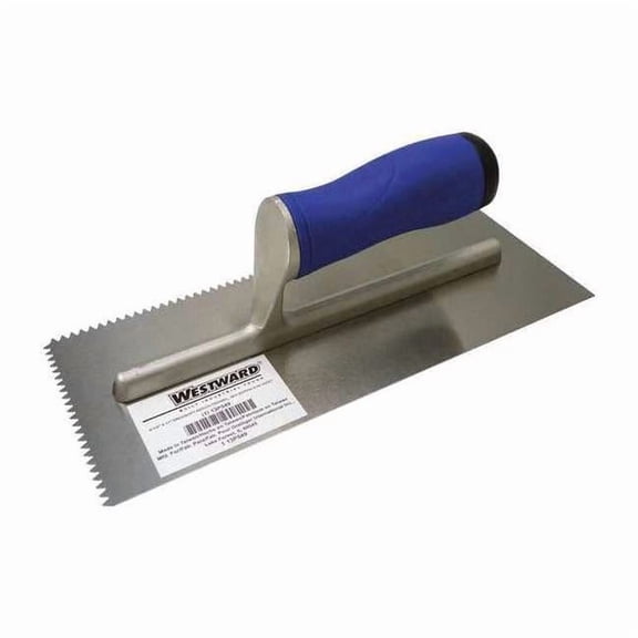 Westward Notched Trowel, 11 x 4-1/2, Steel, Type: 2-sided 13P549