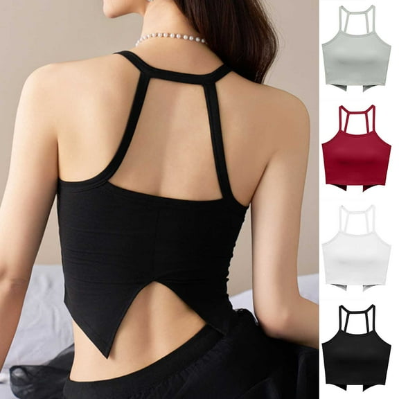 Einccm Women's Wireless Padded Bra with Chest Pad, Seamless Comfort Strappy Back Bra, All Day Wear Bras for Daily Use