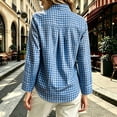 thumbnail image 7 of VBVC Women's Gingham Long Sleeve Shirt , Curved Hem Button Down Blouse For Women , Ladies' Spring Fall Tunic Tops with Pockets, S-2XL, 7 of 7