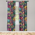 thumbnail image 3 of Ambesonne Tropical Curtains, Flowers Exotic Overlapping, Pair of 28"x63", Sea Blue Dark Magenta, 3 of 5