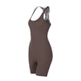 thumbnail image 5 of Women Bodycon Sexy Halter Neck Romper, Solid Color U-Neck Sleeveless Bodysuit Playsuit,One-Piece Sport Jumpsuit, 5 of 10