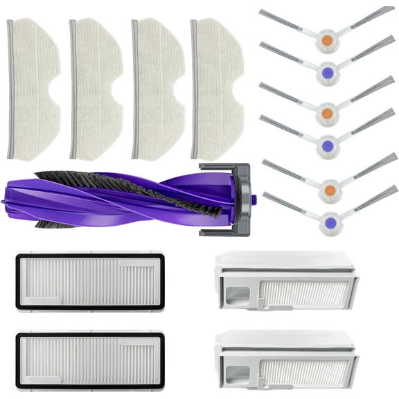 Replacement Part Accessories Fit Compatible with Narwal Freo X Plus Robot Vacuum,1 Main Brush,6 Side Brushes,4 Mop Pads,2 Hepa Filter,2 Dust Bags