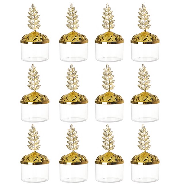 POINTERTECK 12Pcs Transparent Candy Boxes Large Capacity Golden And Silver Plated Plastic Candy Jars for Home Party Baby Shower
