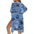 thumbnail image 5 of HELLHERO High Quality Fabrics Bathing Suit Cover Up for Summer Casual Loose Free Size Long Kimono Swimsuit Cover Up Sailboat Pattern Design, 5 of 6