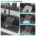 thumbnail image 3 of Drop In Waterfall Kitchen Sink - 33" x 22" x 10" Black Composite Granite Quartz Single Bowl Workstation kitchen sink with Pull-Out Faucet, 3 of 12