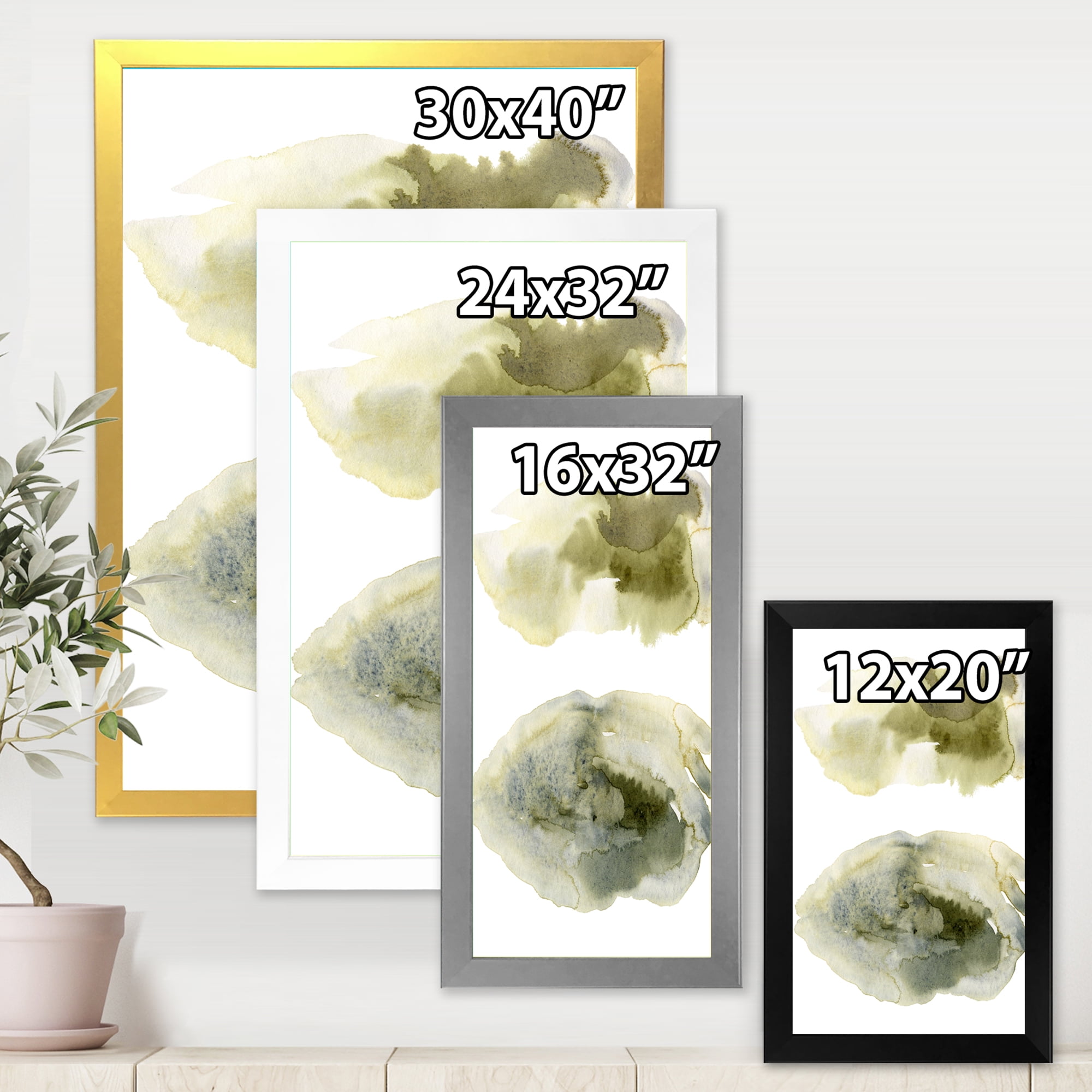 Designart 'Abstract Clouds In Dark Green I' Modern Framed Art Print