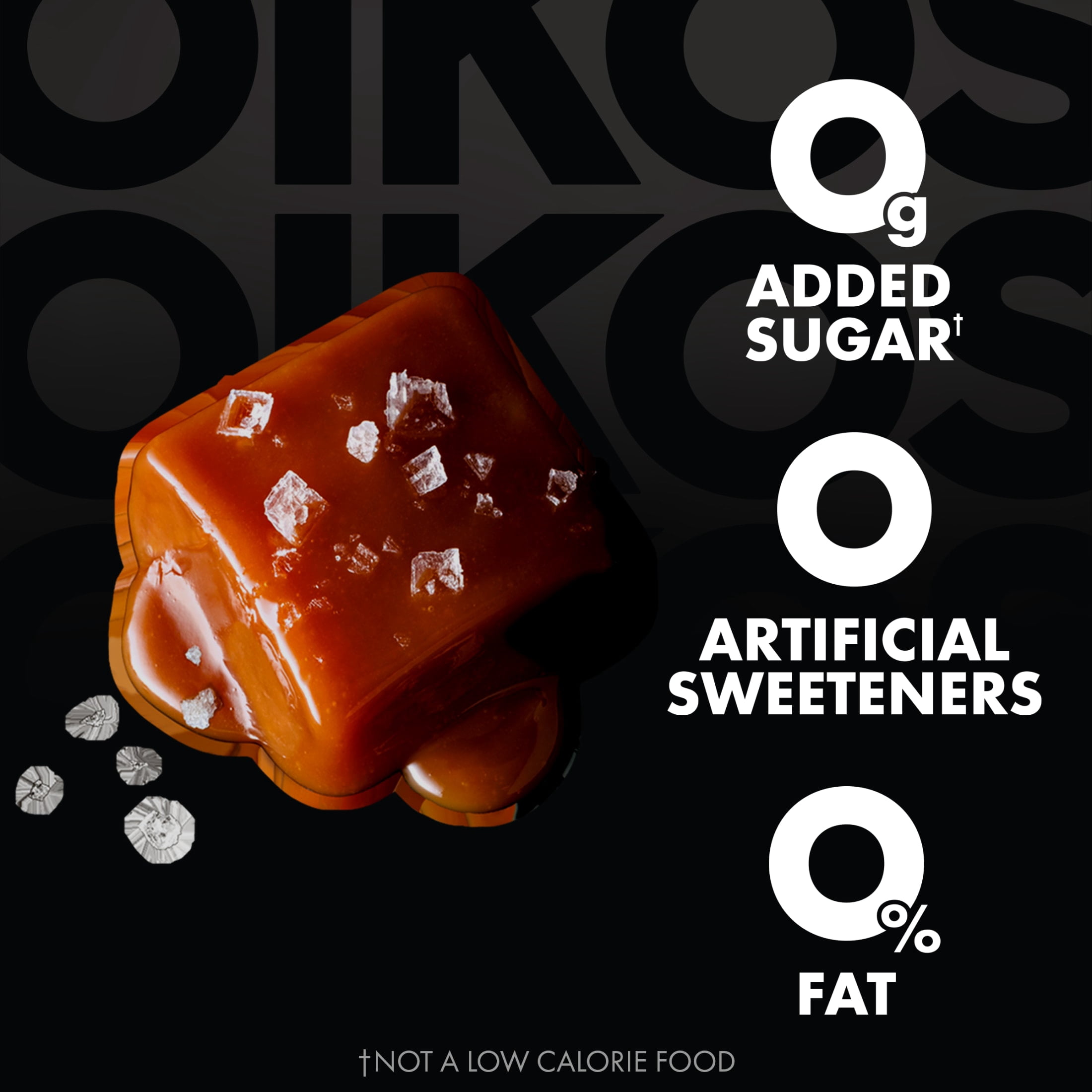 Oikos Triple Zero 15g Protein Salted Caramel Greek Yogurt, 90 Calories, 0g Added Sugar and 0 Artificial Sweeteners, Nonfat Yogurt Pack, Great for Office Snacks, 5.3 oz Cup