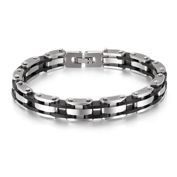 NICKSUN Punk Bike Chain Bracelet for Men Stainless Steel Black Chains Bangle Wristband for Men