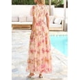 thumbnail image 5 of PRETTYGARDEN Tulle Floral Dress Women Summer Wedding Guest Spring Short Sleeve Maxi Smocked Flowy Beach Party Dresses, 5 of 9