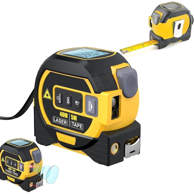 3-in-1 Laser Tape Measure with 131Ft Rangefinder and LCD Display, Digital Tool for DIY