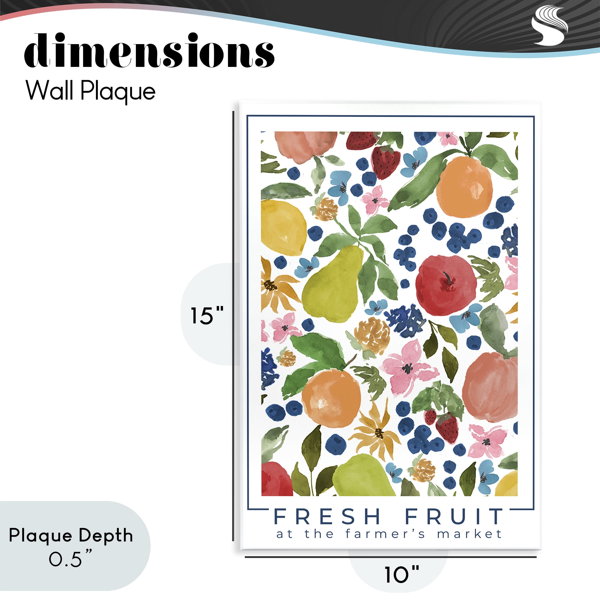 Stupell Industries Fresh Fruit Market Pattern Wall Plaque Art, design by Lucille Price