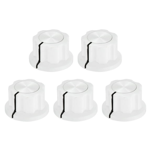 Uxcell 5Pcs Potentiometer Knob Fit 1/4" Shaft Pots, Set Screw Brass Insert Porcelain White Volume Controller Rotary Knob