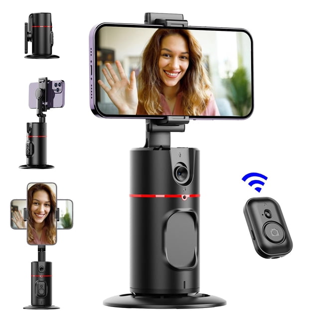New Mobile Phone Follow Camera Pan/Tilt Desktop Live Panoramic Follow Camera Stand AI Face Recognition 360 °