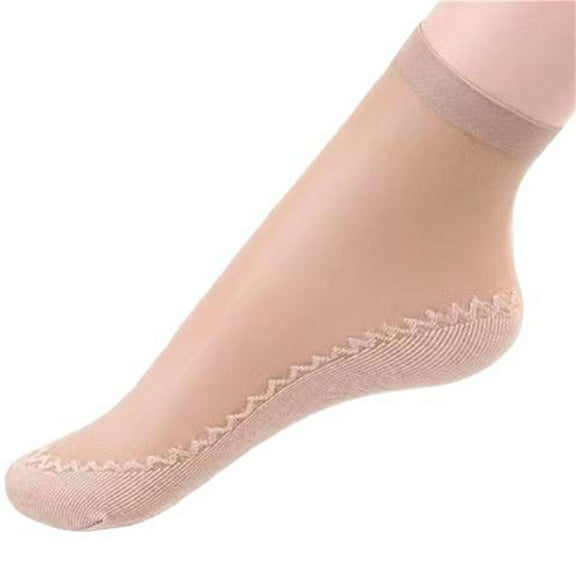 Tiqkatyck Ankle Socks Clearance, 6 Pairs Women's Solid Cotton Bottom Non Slip Socks Breathable Socks Mid Socks Compression Socks for Women Crew Socks for Women No Show Socks Womens Beige One Size