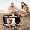 thumbnail image 5 of 26" Collapsible Dog Crate, Dog Travel Crate,Portable Dog Crate,4 Door Soft Dog Crate with Soft Mat, Pet Kennel for Medium Dogs, Indoor, Outdoor, Travel, Training (Beige), 5 of 9