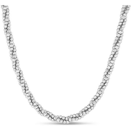 Sterling Silver Triple Diamond-Cut Bead Chain Necklace, 18