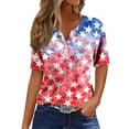 thumbnail image 2 of YLHFASHION Hauts pour Femmes Mode Manches 3/4 Col Rond Chemises Décontractées Tendance Blouses Imprimées T-Shirts à devant Plissé Offres du Jour Liquidation T-shirt à Manches Courtes pour Femme, 2 of 5
