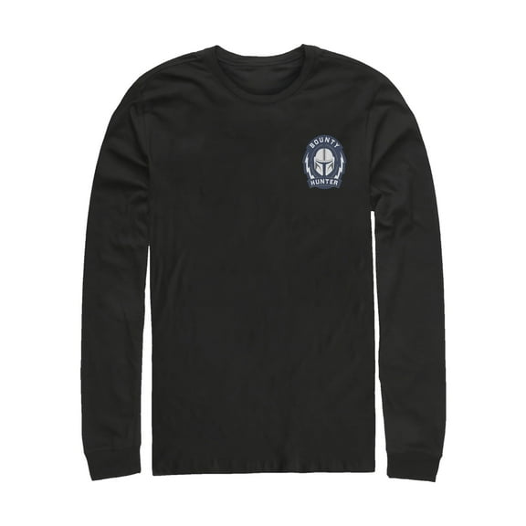 Men's Star Wars: The Mandalorian Bounty Hunter Badge Long Sleeve Shirt Black X Large