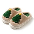 thumbnail image 4 of Xfvqtps Large Size Womens Christmas Fuzzy Slippers Fluffy Slippers Christmas Tree Print Memory Foam Thick Bottom Non Slip Indoor Outdoor House Warm Winter Cozy Slippers Khaki, 4 of 6