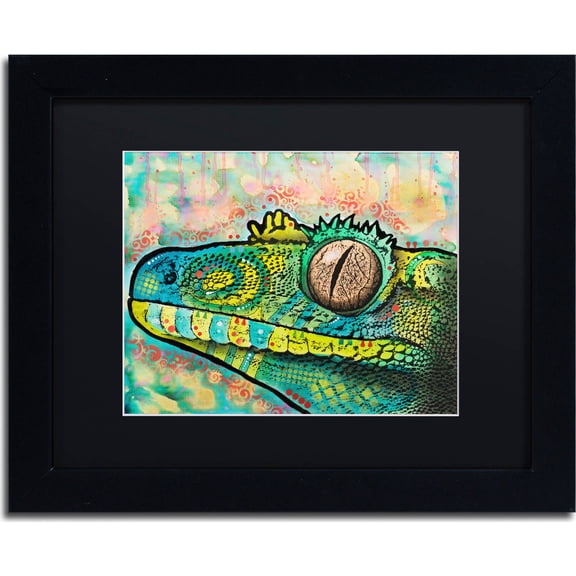 Trademark Fine Art "Gecko" Canvas Art by Dean Russo, Black Matte, Black Frame