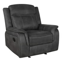 Pemberly Row Faux Leather Upholstered Tufted Back Glider Recliner Charcoal