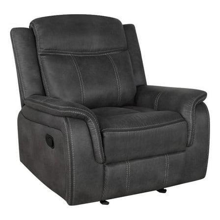 Pemberly Row Faux Leather Upholstered Tufted Back Glider Recliner Charcoal