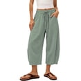 thumbnail image 2 of Petite Capri Pants Womens Wide Leg Palazzo 2026 Summer Casual Pull on High Waisted Barrel Lounge Flowy Cropped Beach Work Trousers Light Green XL, 2 of 7