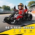thumbnail image 3 of Aosom 24V 7.5 MPH Drifting Electric Go Kart with Adjustable Seat with Slow Start, Button Start, Music, Horn, Lights, for 6-12 Years, Black, 3 of 9