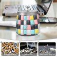 thumbnail image 6 of Yayeee Ashtray with Lid for Cigarette Smokeless Stainless Steel Home Ash Holder, Gray Checkered Pattern, 6 of 7