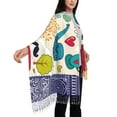 thumbnail image 5 of Cauagu London Symbols Print Women Wrap Shawl tassels Scarves Retro Scarf 77.6"X28.3", 5 of 8