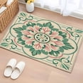 thumbnail image 2 of Pink Green Flower Large Area Rugs for Bedroom Living Room, Soft Non Slip Carpet Bedside Rug, Elegant Spring Floral Abstract Art Rectangular Floor Cover Kitchen Accent Rug 2'x3' for Dining Room/Office, 2 of 9
