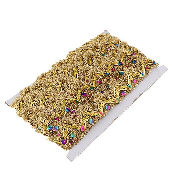 Wosthever x35mm Sequin Lace Edge Trims Ribbon DIY Sewing Fabric Tela de costura y artesanía oro 13m