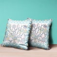 thumbnail image 3 of Pond Peacock Throw Pillow with Removable Cover in White Light Blue Muted Yellow 16x16, 3 of 8