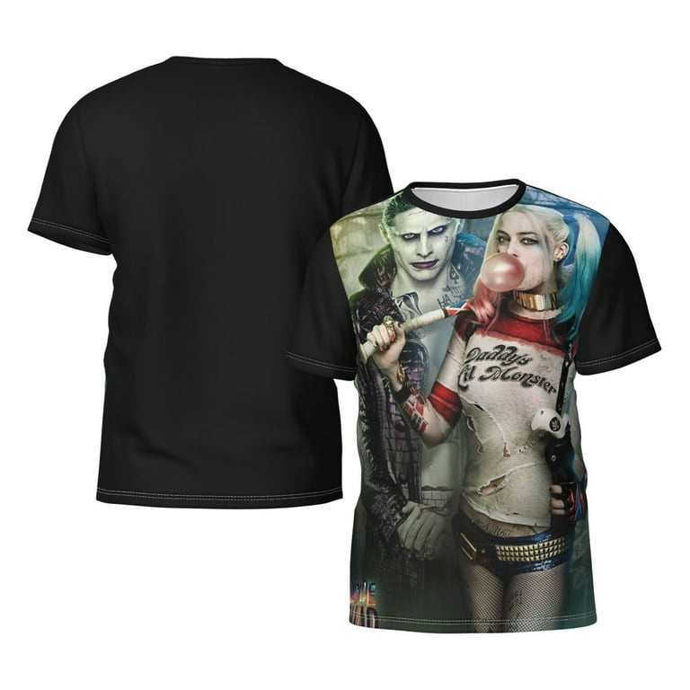 Suicide Squad Joker Harley Quinn T Shirt for Men Novelty 3D Pritneted Casual Short Sleeve Tees Shirt Summer Street T Shirt Top Walmart