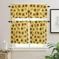thumbnail image 2 of 3 Piece Sunflower Flower Spring Blooming Kitchen Curtains, Tier and Valance Rod Pocket Window Curtains Set Watercolor Cafe Curtains for Kitchen Valances Window Treatment 54X18in+27x24in×2, 2 of 5