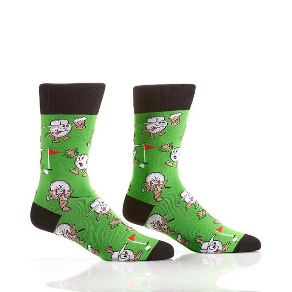Yo Sox Putt And Pint - Funky Men's Crew Socks for Dress or Casual Wear Size 7-12