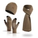 thumbnail image 1 of Conjunto de gorro de punto europeo y americano para otoño e invierno, conjunto de tres piezas de gorro y bufanda de color sólido para hombre y mujer, 1 of 5