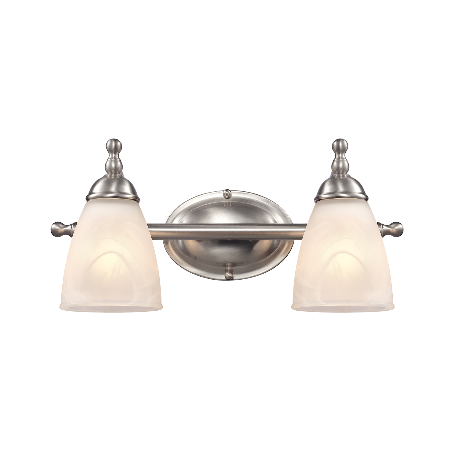 Globe Electric Satin Nickel Vanity Light Set with Alabaster Glass Shades