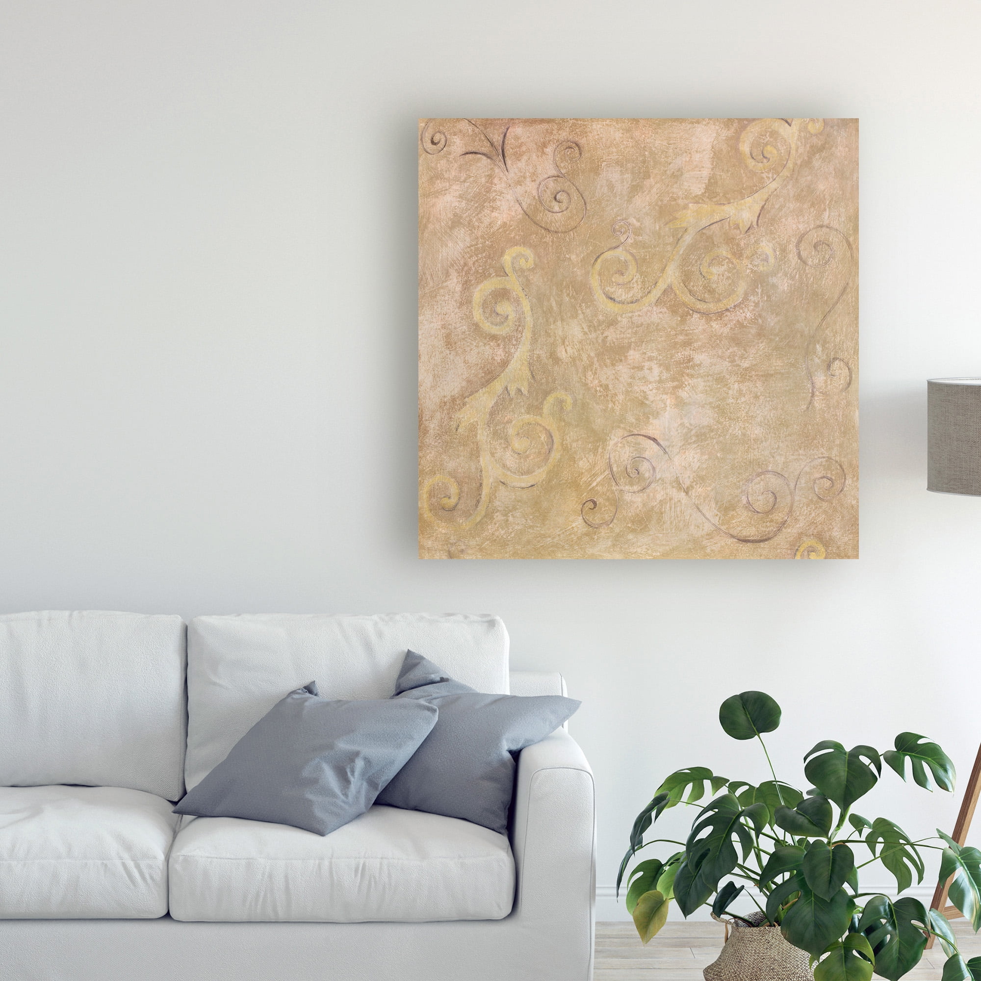 Trademark Fine Art 'Line Art Over Beige' Canvas Art by Pablo Esteban