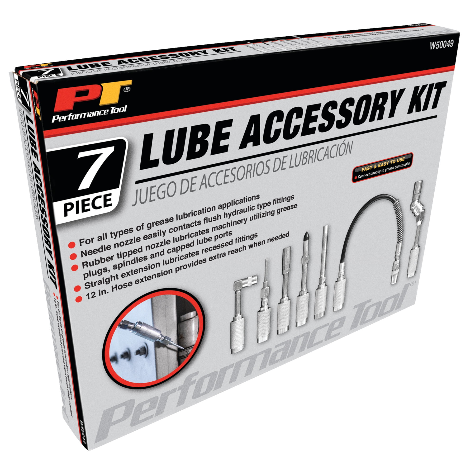 Performance Tool W50049 Cordless Grease Gun Accessories, 7-Piece