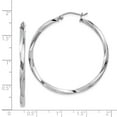 thumbnail image 4 of 925 Sterling Silver Rhodium Plated Women's 2.5mm Twisted Tube Hoop Earrings | 40mm, 4 of 4